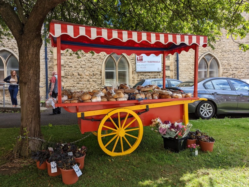 Colourful food cart stall